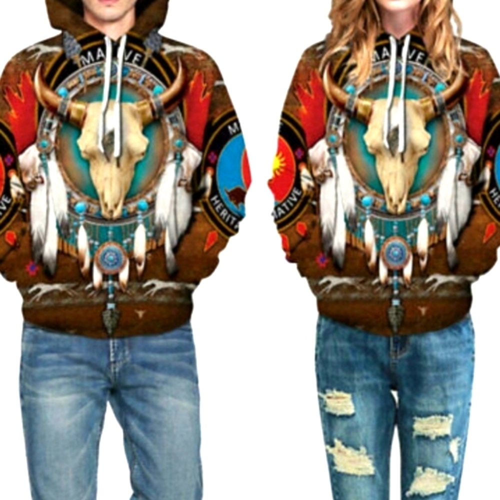 🍂Native American Heritage Longsleeve Pullover with Hoodie. Men's Size: 3XL.